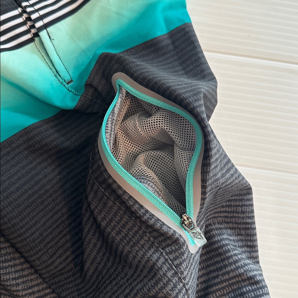 ZeroXposur Flex Performance Stretch Swim Aqua, Grey & Blue striped Trunks XL NWT - Picture 9 of 11